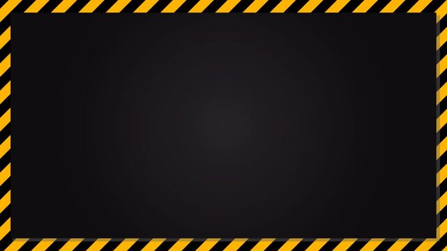 Warning Frame Motion Graphic on Black Background. Dynamic Alert Border Animation.