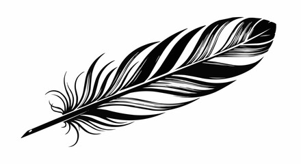 Monochrome striped bird feather vector illustration isolated on white. © Ahmad