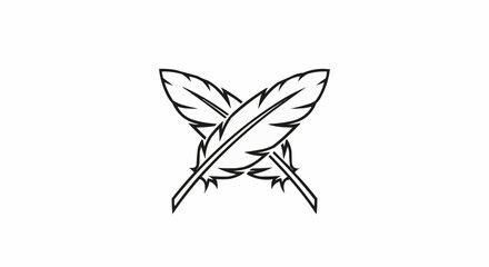 Crossed feathers symbol representing writing and creativity in elegant design.