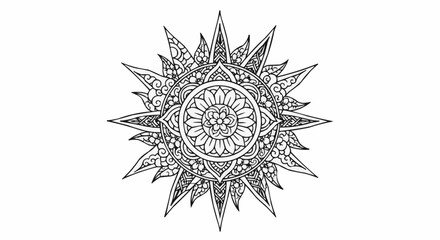 Intricate Black and White Mandala Art with Geometric Patterns.