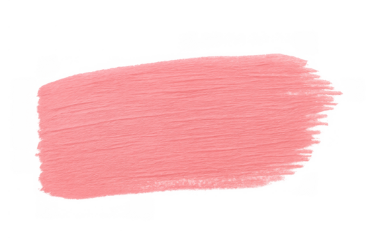Pink paint brush stroke creating an artistic textured smear, design element on transparent background