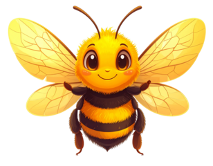 Cute Cartoon Honey Bee Flying transparent background png
