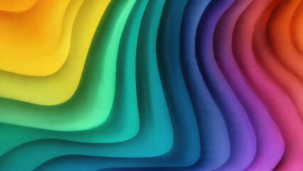 Vibrant abstract background featuring smooth, wavy, multicolored layers creating a fluid, gradient rainbow spectrum with a sense of depth and motion.