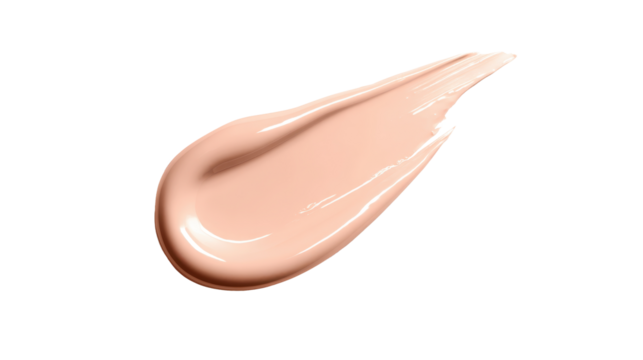 Beige foundation cream or liquid skin makeup swatch creating a smooth texture and offering a sample of the cosmetic product, isolated on transparent background, png