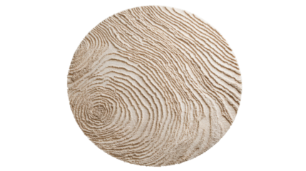 Sand raked into concentric circular ripples and delicate curved lines, evoking a minimalist japanese zen garden of calm, balance and meditative tranquility on transparent bavkground, png
