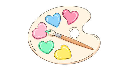 Artistic valentine's day palette with vibrant heart-shaped watercolors for creative expression