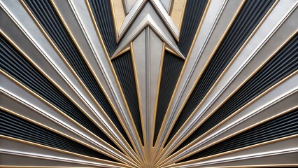 Intricate geometric design with metallic accents creating a modern art piece in a contemporary setting