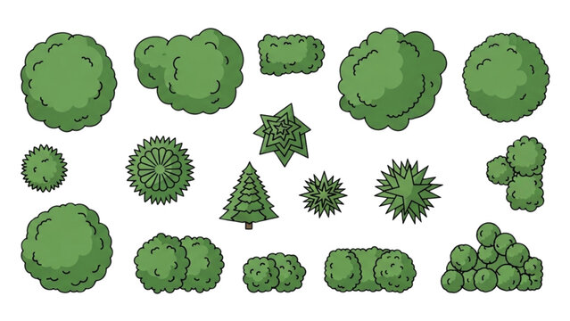 Tree And Bush Top View Symbols For Landscaping Design