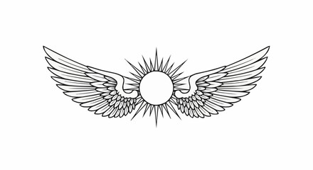 Elegant winged sunburst emblem representing freedom and celestial radiance in art.