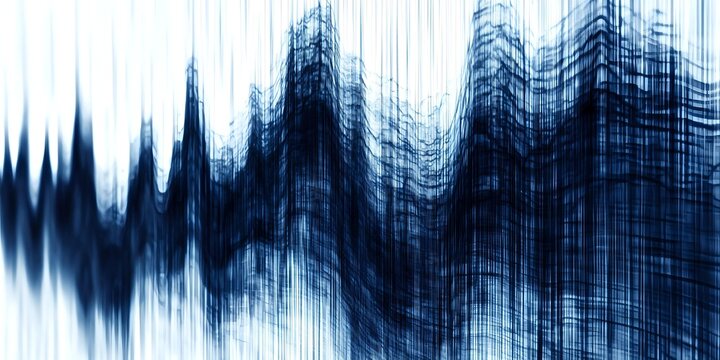 Abstract blue sound wave visualization with flowing lines creating dynamic movement pattern for audio technology and music production backgrounds.