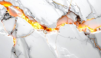 Stunning White Marble with Golden Veins and Translucent Orange Accents.