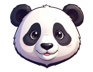 Fototapeta premium Cute Panda Head Cartoon Style transparent background png