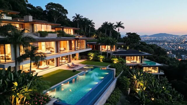 Luxury Villas Overlooking the Lights of Panama City at Dusk