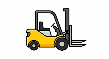 Cartoon forklift icon, flat vector illustration, simple outline