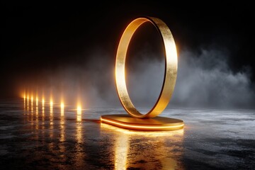 Luminous Golden Ring Hovering in Boundless Void with Warm Ethereal Glow and Surreal Minimalism
