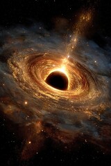 Awe-Inspiring Cosmic Scene Featuring Black Hole Gravity, Light Distortion, and Warped Stars
