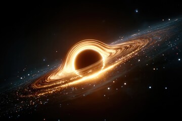 Awe-Inspiring Cosmic Scene Featuring Black Hole Gravity, Light Distortion, and Warped Stars
