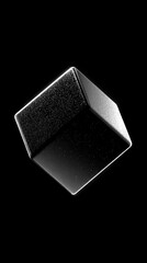 Enigmatic Floating Cube Suspended in Infinite Darkness Emphasizing Scale and Isolation

