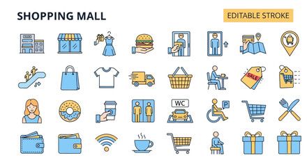 Vector icons celebrating various events and holidays with gift boxes, music, and food, perfect for invitations and decorations