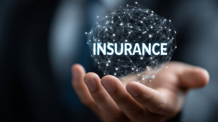 Innovative approach to insurance showcasing technology and hand interaction