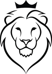 Obraz premium Lion head with crown illustration isolated on white background.