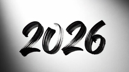 2026 calligraphy art with brush strokes and future year celebration