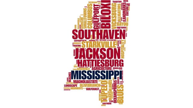 Animated Mississippi Map-Shaped Wordcloud