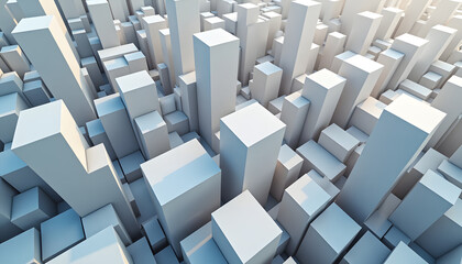 Abstract 3D city block illustration with a modern, minimalist design