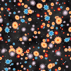 Pattern of multicolor flower bunch.  Seamless Hi-res texture.