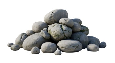 Polished River Rocks Collection On White