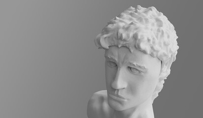 David - face sculpture - 3D illustration