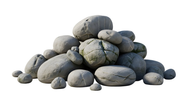 Polished River Rocks Collection On White