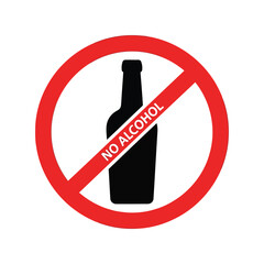 No alcohol sign vector icon: prohibition, abstinence, and restriction symbol Vector, illustration