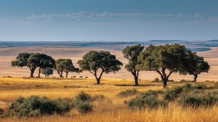 Bright Expansive Grasslands Alive with Wildlife and Iconic African Scenery
