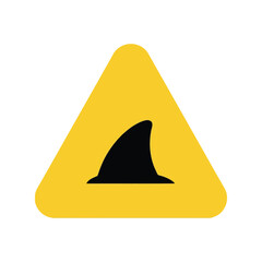 Fototapeta premium Shark warning sign icon vector. yellow danger triangle with shark fin symbol. ocean safety Vector, illustration