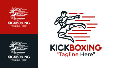 Kickboxing Logo Minimalist Combat Athlete Symbol