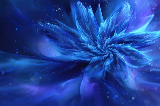 Abstract Glowing Blue Flower Design