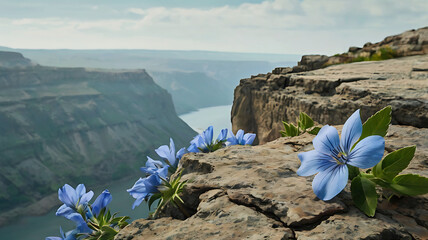 Blue Flower on Cliffside.