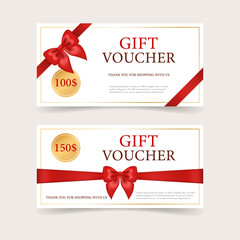 A gift certificate with a realistic red bow. 
