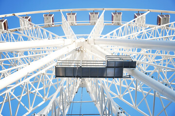 White viewing circle on a blue sky background