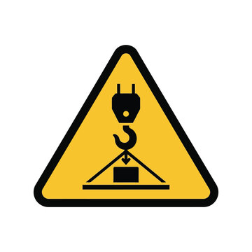 Warning sign overhead load falling objects hazard crane hoist lift safety symbol Vector, illustration