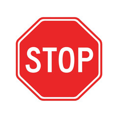 Red stop sign vector icon road safety traffic warning symbol regulation illustration Vector, illustration