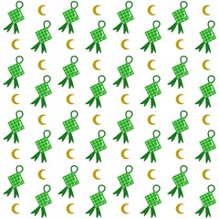 Seamless pattern of green ketupat. Ketupat cartoon doodle. Minimalist ketupat seamless pattern. Eid al fitr ketupat pattern. 