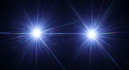 Two bright blue starbursts of light against a dark background
