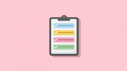 Colorful Checklist on Clipboard with Pink Background for Organization