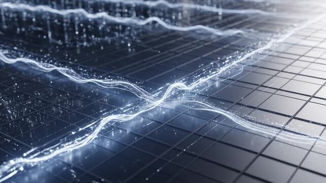 Dynamic dark grid with subtle flowing data streams and soft glows animation video