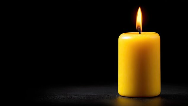 Single yellow candle flame