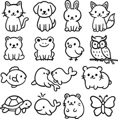 complete hand-drawn animal tattoo vector set