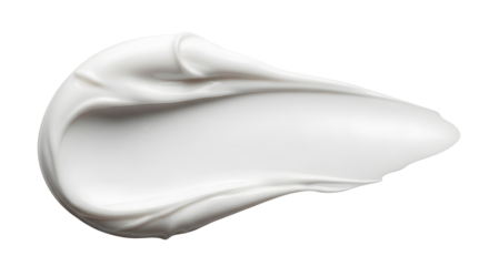 Cosmetic Cream Swatch: A close-up view of a smooth, pristine swirl of cosmetic cream, highlighting its texture and delicate appearance, embodying care and beauty.