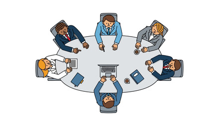 Diverse Business Team Collaboration in Productive Boardroom Meeting; Executives Discussing Strategies and Ideas Around Oval Table